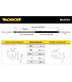 AMORTIGUADOR PORTON 640-595N CITROEN C4 PICASSO